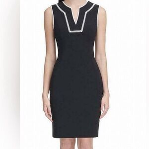Tommy Hilfiger Black Sheath Dress White Trim Sz 10
